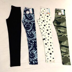 NWT 4 Girls Leggings Bundle Various Prints Wonder Nation Full Length Size 10/12